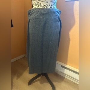 🖤 Comfy Gray Knit Midi Skirt - Elastic Waist Flowy A-Line 🖤